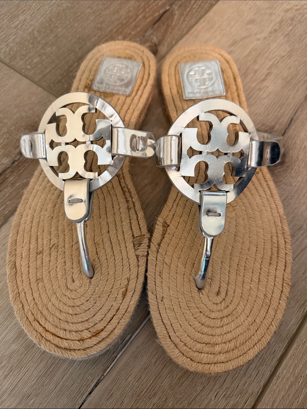 Tory Burch Silver miller Rope-Detail Thong Sandals